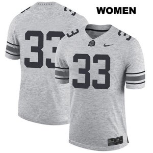 Women's NCAA Ohio State Buckeyes Master Teague #33 College Stitched No Name Authentic Nike Gray Football Jersey RH20Y51RE